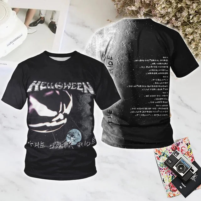 Popular Rock Helloween Band Printing T-Shirts 3D Men Women Fashion Oversized Short Sleeve Tee Shirt Summer Kid Y2k Top Clothing