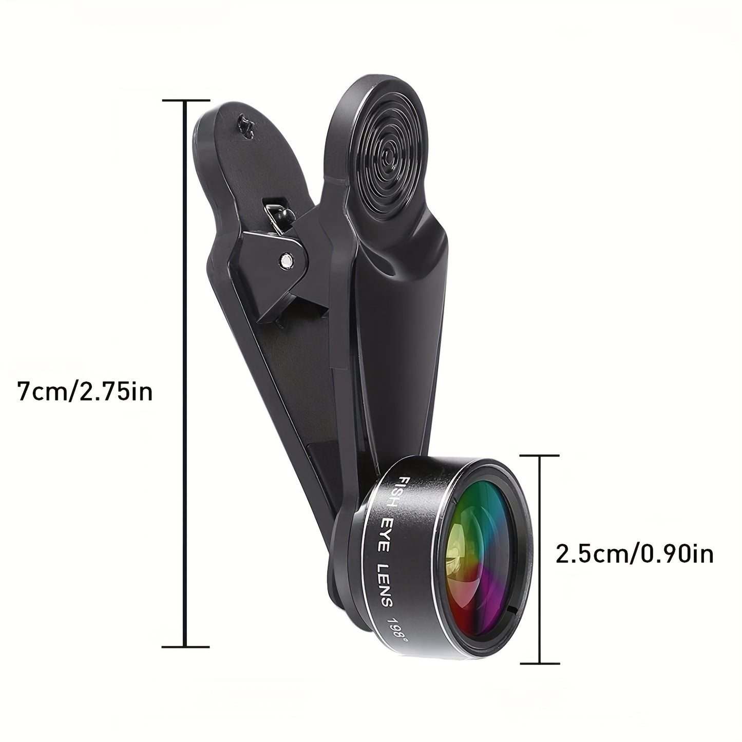 7in 1 Phone Camera Lens Kit-198° Fisheye Lens+ 15X Macro Lens+ 0.63X Wide Angle Lens+ Long Focal Lens 2x+ CPL+ Kaleidoscope+Starburst+, Clip-on Camera Lens for iPhone 11/12/13, for Samsung/Android