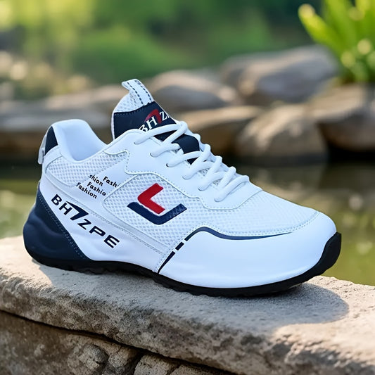 A Pair of Men's Casual Sports Shoes, Trendy and Versatile Fashionable Gym Sneakers, Casual Attire, Casual Footwear, Modern Design, Sporty Look, Durable Pu Upper, Supportive Sole, Allseason Shoes, Men's Sneakers, Fitness Enthu