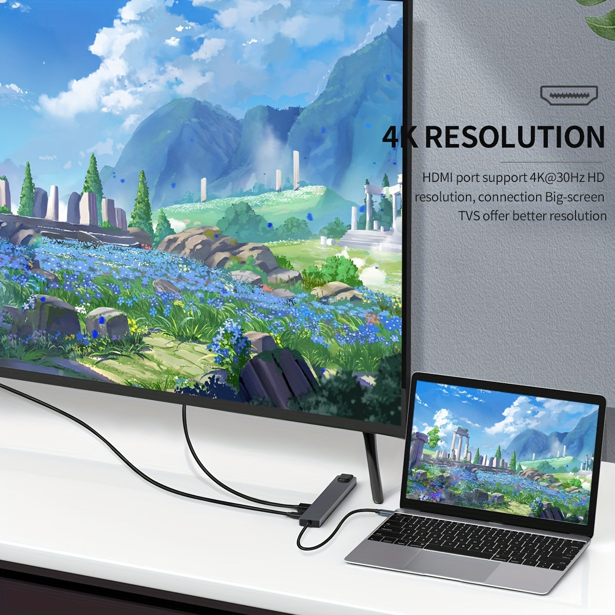 USB C Hub Multiport Adapter, 10-in-1 USB C Dongle, USB-C Hub for MacBook Pro with HDTV 4K 30Hz, Ethernet, 100W Power Delivery, 2 USB 2.0 Ports, SD/TF Card Reader, for HP/Dell/Lenovo Laptops