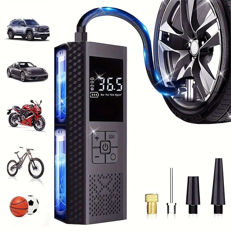 Portable Air Compressor Tire Pump, 150PSI Car Tire Air Pump with Tire Pressure Gauge, LED, 3x Faster One-Click Smart Wireless Tire Inflator for Cars, Motorcycles, Bicycles, Balls, etc