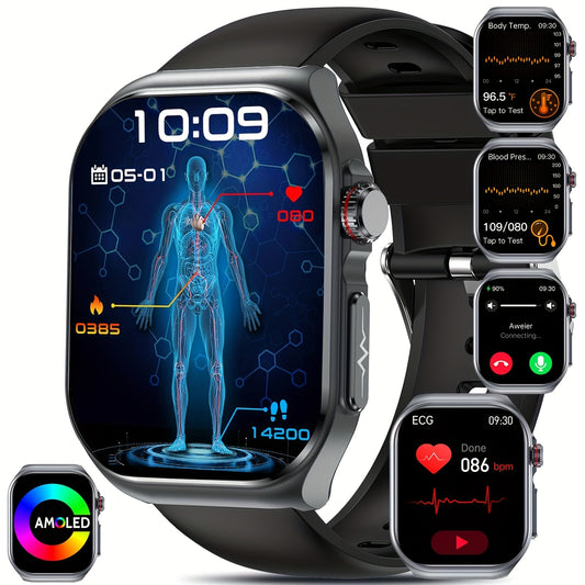 2025 New Smartwatch: 5.18cm AMOLED Large Display, 530mAh Long-Last Battery, BT 5.3 Call, Multi-Sport Modes, Voice Assistant, SOS, Menstrual Tracking, Weather Forecast, Fitness Tracker Watch for Android & IOS, Best Gift for Fa