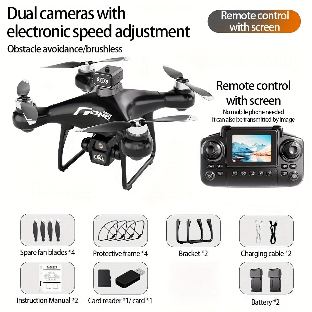 New F156 Dual-Camera Drone, Remote Control with Built-in Screen Display, Electric Adjustable Lens, Obstacle Avoidance, Flow Suspension, Brushless Motor Stable Flight, Real-time Video Transmission, 50x Zoom, Three-speed Adjust