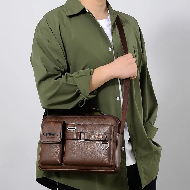 Men'S Vintage Brown Briefcase - Adjustable Shoulder Strap, Multiple Compartments, Zipper Closure, Casual Business Handbag for Daily Commute, Casual Business Bag | Vintage Style Bag | Durable Zipper Closure, Briefcase