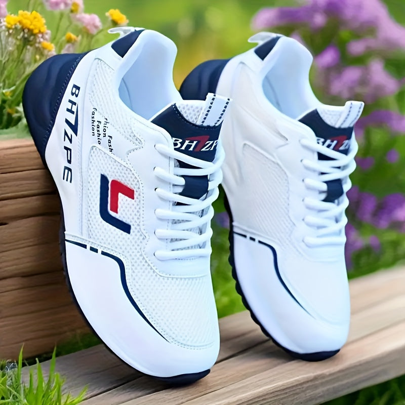 A Pair of Men's Casual Sports Shoes, Trendy and Versatile Fashionable Gym Sneakers, Casual Attire, Casual Footwear, Modern Design, Sporty Look, Durable Pu Upper, Supportive Sole, Allseason Shoes, Men's Sneakers, Fitness Enthu