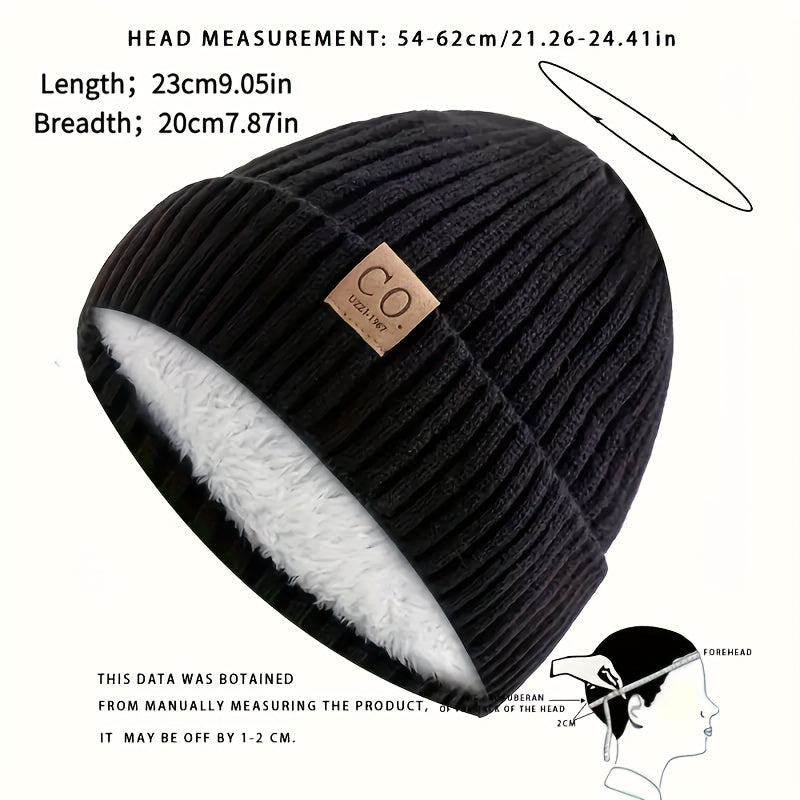 Men'S Sports Knit Hat, Navy Blue and White Striped Design, Fleece-Lined Warm Lining, 5 Colors Available, Soft Fluffy Interior, Hand Washable Cold-Resistant Beanie, Ribbed Texture, Durable Stitching, Novelty Slouchy and Knitte