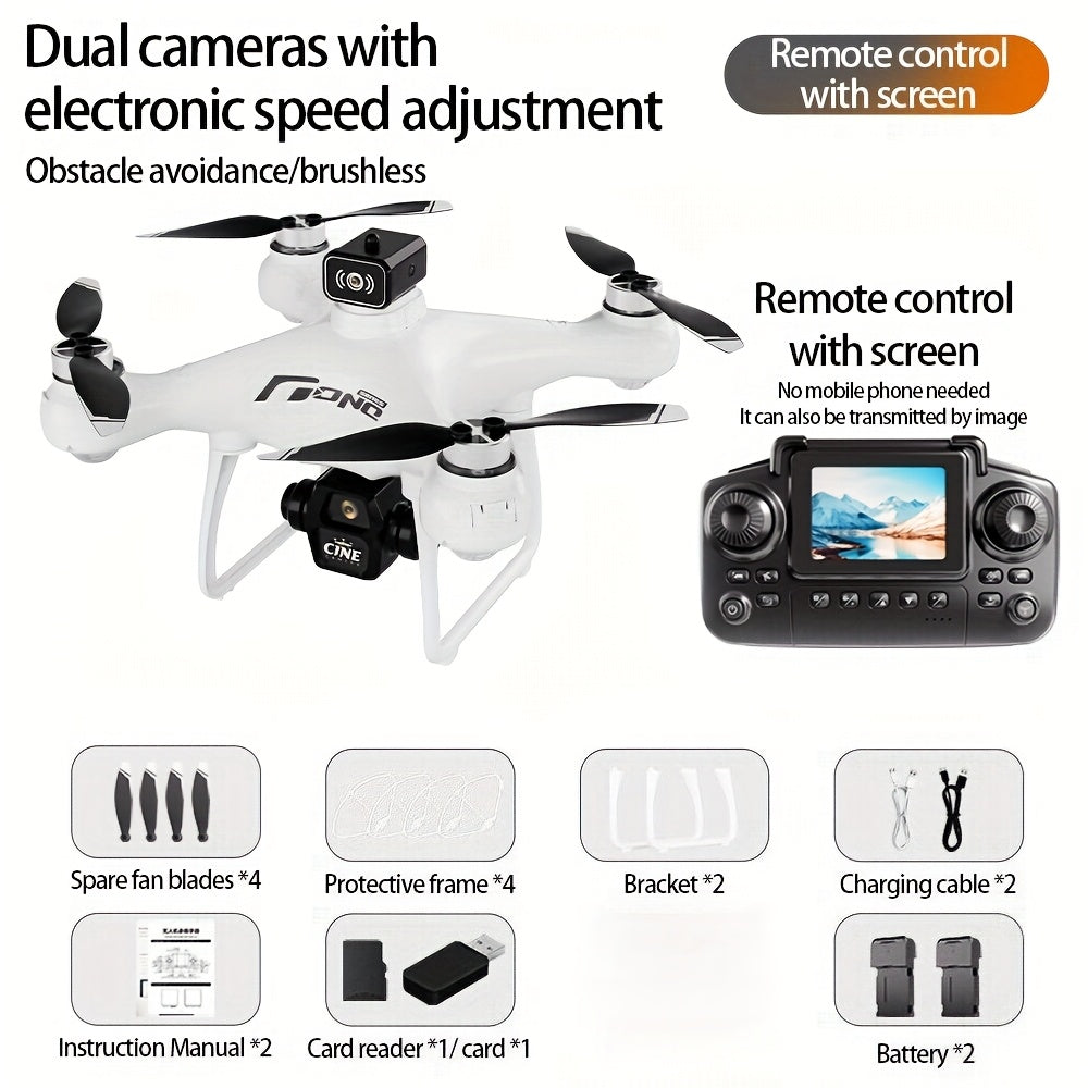 New F156 Dual-Camera Drone, Remote Control with Built-in Screen Display, Electric Adjustable Lens, Obstacle Avoidance, Flow Suspension, Brushless Motor Stable Flight, Real-time Video Transmission, 50x Zoom, Three-speed Adjust