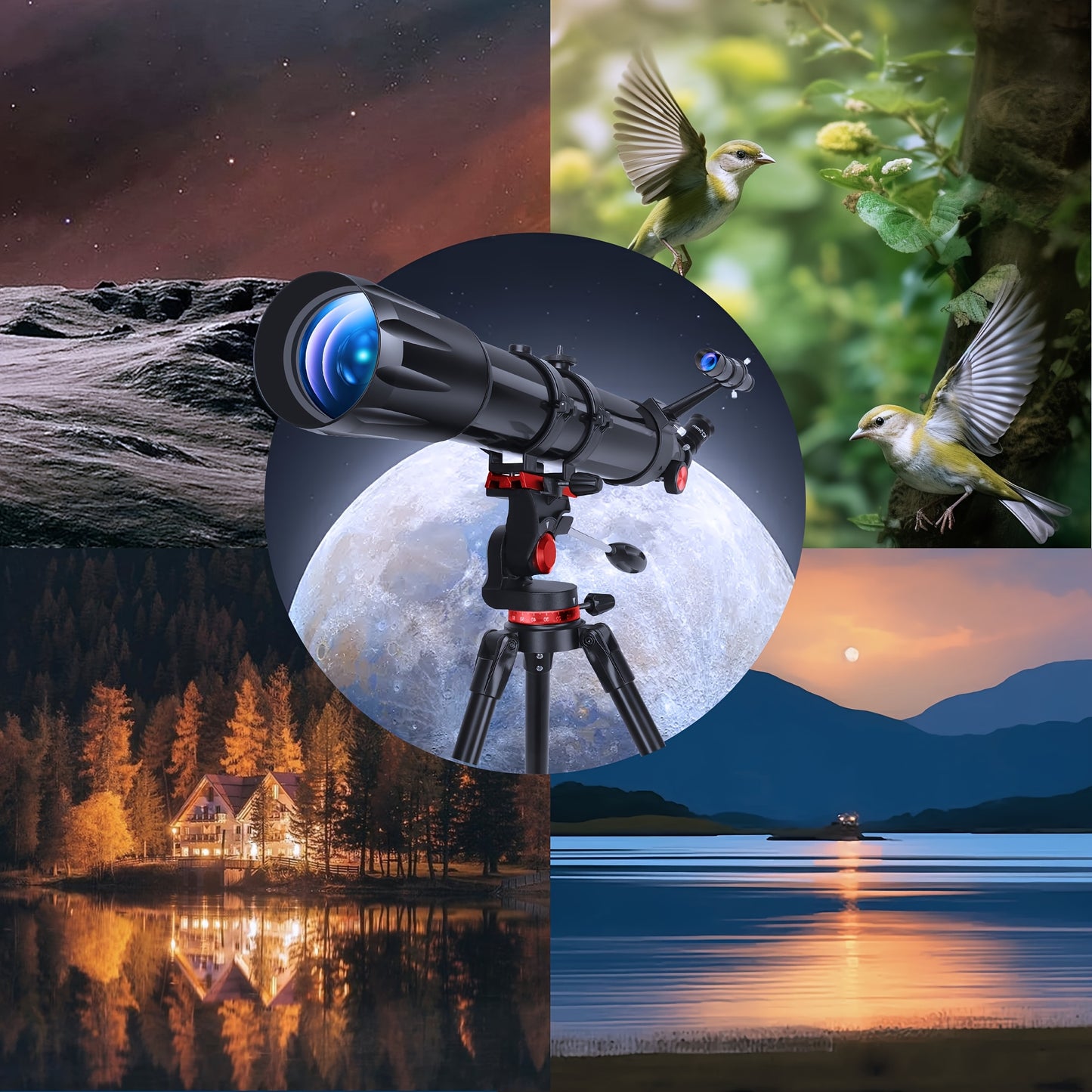450x Magnification Professional Refractor Telescope, 90mm Aperture, 900mm Full Coated, High Transmittance with AZ Mount and Phone Holder for Moon Gazing, Bird Watching, Stargazing - Ideal Christmas and Birthday Gift