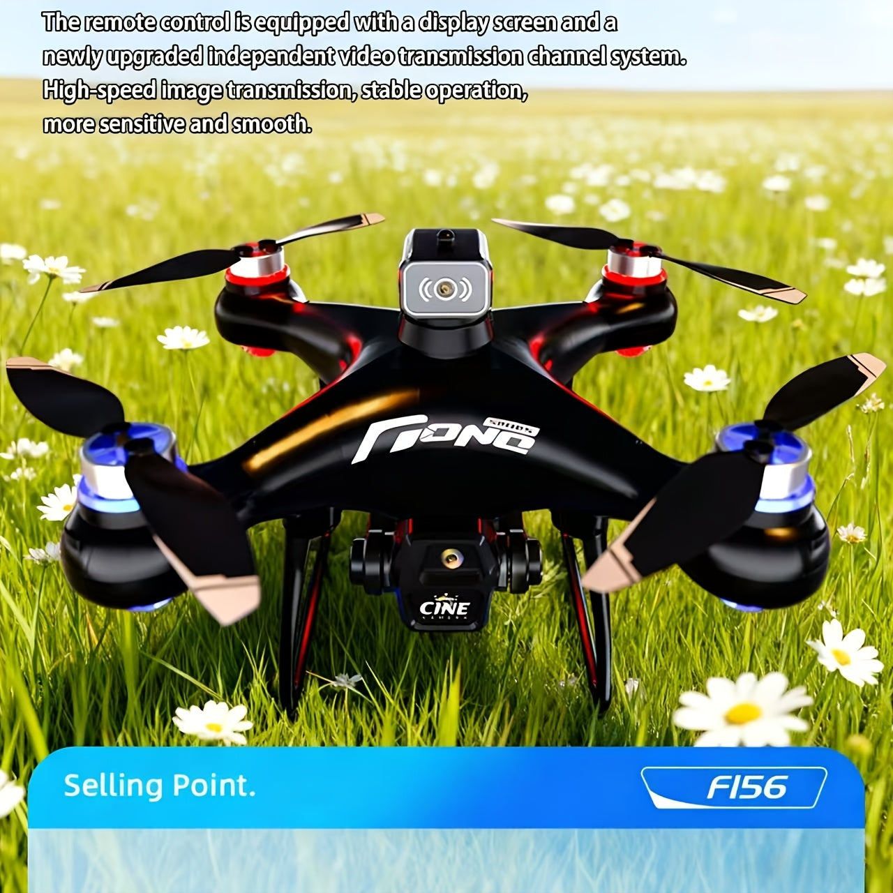 New F156 Dual-Camera Drone, Remote Control with Built-in Screen Display, Electric Adjustable Lens, Obstacle Avoidance, Flow Suspension, Brushless Motor Stable Flight, Real-time Video Transmission, 50x Zoom, Three-speed Adjust